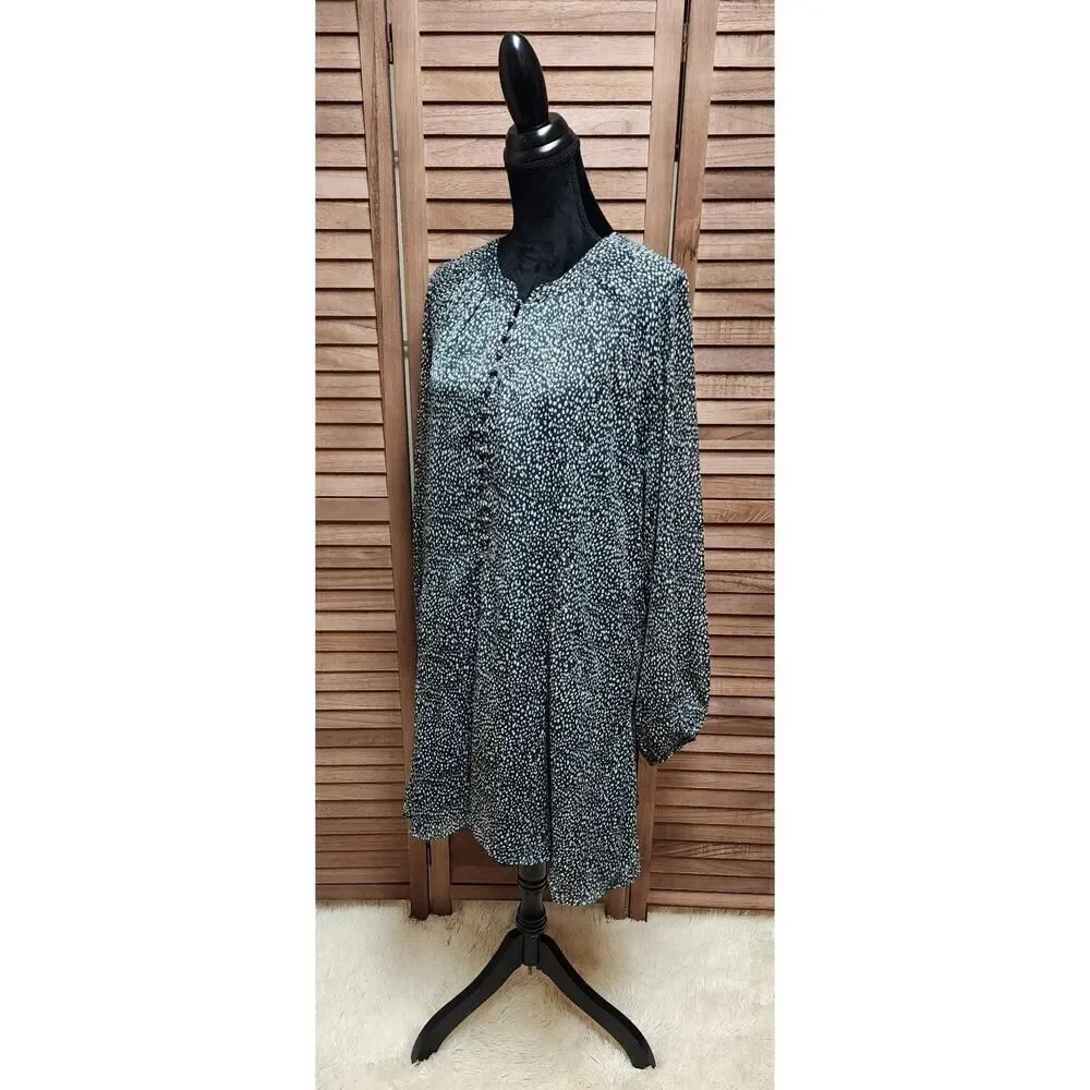 Joie Womens Green Artic Animal Spot Balloon Sleeve Dress Womens Plus Size 2X XXL